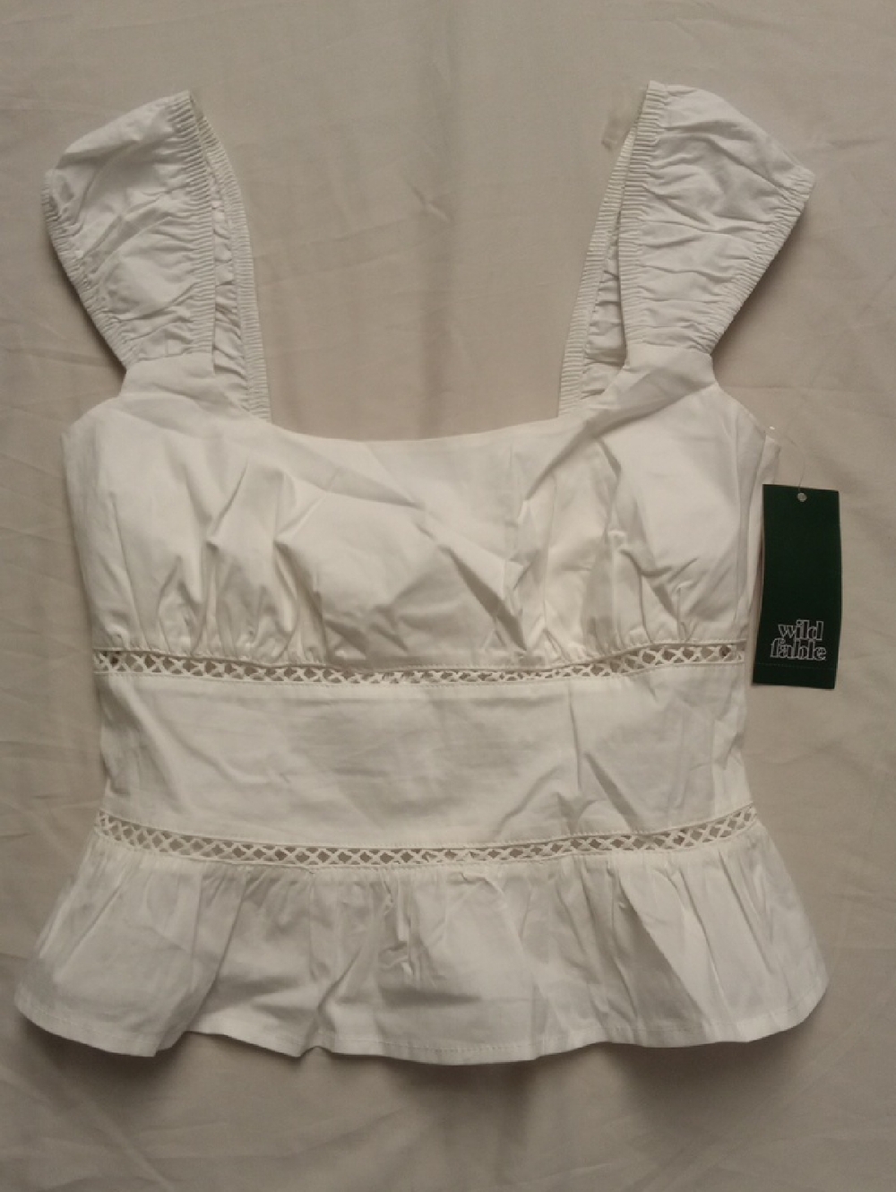 wild fable White Lace-Trim Peplum Camisole